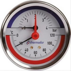 Mano-Thermomètre Axial Ø1/2 » 0-120°C L=35