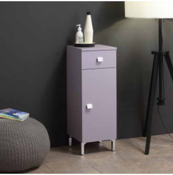 MEUBLE BAS EASY VIOLET SUR PIEDS 31,5 CM AVEC PORTE ET TIROIR