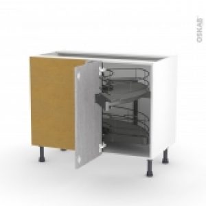 Meuble De Cuisine Angle Bas Hoda Beton Demi Lune Coulissant Tirant Droit 1 Porte L40 Cm Mobile L80 X H70 X P58 Cm