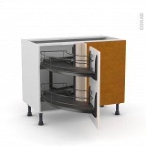 Meuble De Cuisine Angle Bas Ikoro Chene Clair Demi Lune Coulissant Epoxy Tirant Droit 1 Porte L40 Cm L80 X H70 X P58 Cm