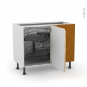 Meuble De Cuisine Angle Bas Ipoma Chene Naturel Demi Lune Coulissant Tirant Droit 1 Porte L50 Cm Mobile L100 X H70 X P58 Cm