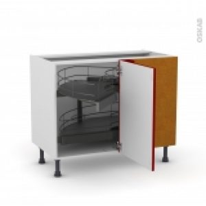 Meuble De Cuisine Angle Bas Ivia Rouge Demi Lune Coulissant Tirant Droit 1 Porte L50 Cm Mobile L100 X H70 X P58 Cm