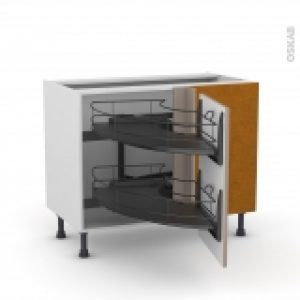 Meuble De Cuisine Angle Bas Keria Moka Demi Lune Coulissant Epoxy Tirant Droit 1 Porte L50 Cm L100 X H70 X P58 Cm