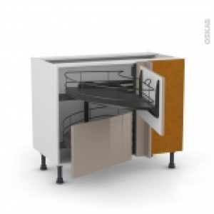 Meuble De Cuisine Angle Bas Keria Moka Demi Lune Coulissant Epoxy Tirant Droit 2 Tiroirs L60 Cm L100 X H70 X P58 Cm