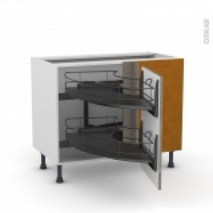 Meuble De Cuisine Angle Bas Stilo Noyer Naturel Demi Lune Coulissant Epoxy Tirant Droit 1 Porte L50 Cm L100 X H70 X P58 Cm