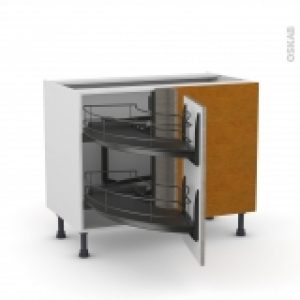 Meuble De Cuisine Angle Bas Stilo Noyer Naturel Demi Lune Coulissant Epoxy Tirant Droit 1 Porte L40 Cm L80 X H70 X P58 Cm