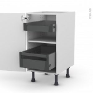 Meuble De Cuisine Bas Bora Blanc 2 Tiroirs A L Anglaise L40 X H70 X P58 Cm