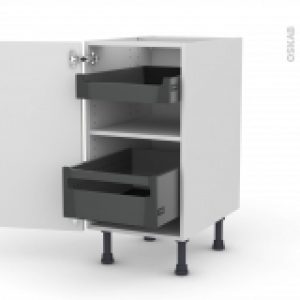 Meuble De Cuisine Bas Filipen Ivoire 2 Tiroirs A L Anglaise L40 X H70 X P58 Cm