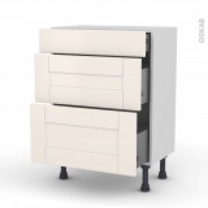 Meuble De Cuisine Bas Filipen Ivoire 3 Tiroirs L60 X H70 X P37 Cm