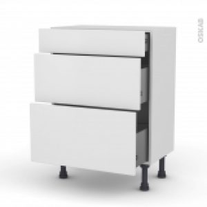 Meuble De Cuisine Bas Ginko Blanc 3 Tiroirs L60 X H70 X P37 Cm