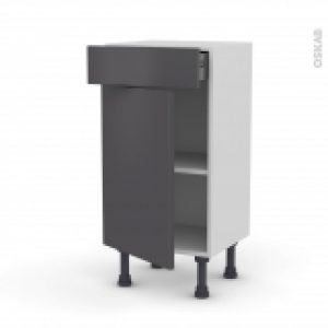 Meuble De Cuisine Bas Ginko Gris 1 Porte 1 Tiroir L40 X H70 X P37 Cm