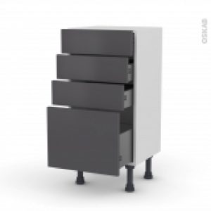 Meuble De Cuisine Bas Ginko Gris 4 Tiroirs L40 X H70 X P37 Cm