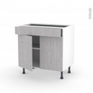 Meuble De Cuisine Bas Hoda Beton 2 Portes 1 Tiroir L80 X H70 X P58 Cm