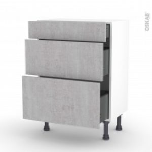 Meuble De Cuisine Bas Hoda Beton 3 Tiroirs L60 X H70 X P37 Cm