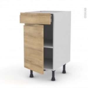 Meuble De Cuisine Bas Ipoma Chene Naturel 1 Porte 1 Tiroir L40 X H70 X P58 Cm