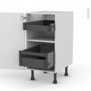 Meuble De Cuisine Bas Iris Blanc 2 Tiroirs A L Anglaise L40 X H70 X P58 Cm