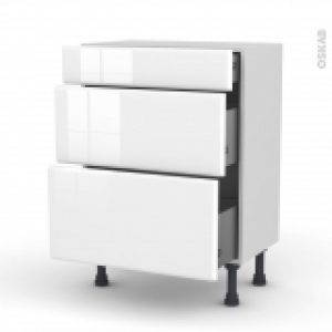 Meuble De Cuisine Bas Iris Blanc 3 Tiroirs L60 X H70 X P37 Cm