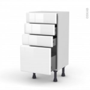 Meuble De Cuisine Bas Iris Blanc 4 Tiroirs L40 X H70 X P37 Cm