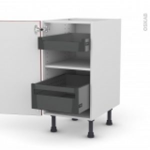 Meuble De Cuisine Bas Ivia Rouge 2 Tiroirs A L Anglaise L40 X H70 X P58 Cm