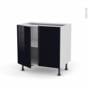 Meuble De Cuisine Bas Keria Noir 2 Portes L80 X H70 X P58 Cm