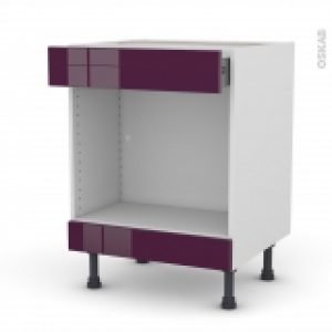 Meuble De Cuisine Bas Mo Encastrable Niche 45 Keria Aubergine 1 Tiroir Haut L60 X H70 X P58 Cm