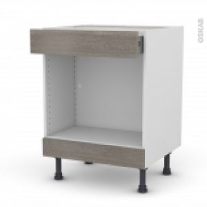 Meuble De Cuisine Bas Mo Encastrable Niche 45 Stilo Noyer Naturel 1 Tiroir Haut L60 X H70 X P58 Cm