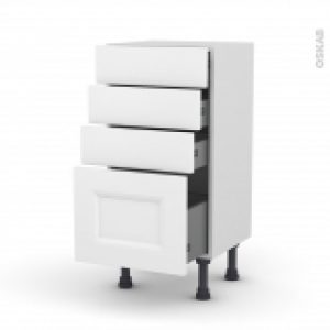 Meuble De Cuisine Bas Static Blanc 4 Tiroirs L40 X H70 X P37 Cm