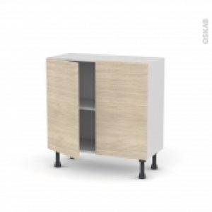 Meuble De Cuisine Bas Stilo Noyer Blanchi 2 Portes L80 X H70 X P37 Cm