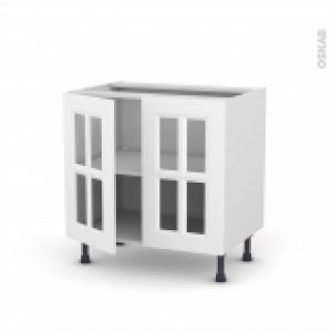 Meuble De Cuisine Bas Vitre Static Blanc 2 Portes L80 X H70 X P58 Cm
