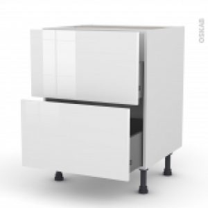 Meuble De Cuisine Casserolier Bora Blanc 2 Tiroirs L60 X H70 X P58 Cm