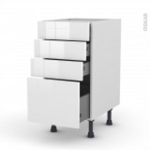 Meuble De Cuisine Casserolier Bora Blanc 4 Tiroirs L40 X H70 X P58 Cm