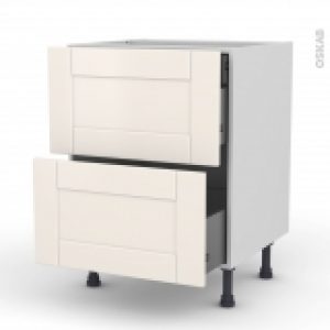 Meuble De Cuisine Casserolier Filipen Ivoire 2 Tiroirs 1 Tiroir A L Anglaise L60 X H70 X P58 Cm