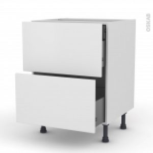 Meuble De Cuisine Casserolier Ginko Blanc 2 Tiroirs 1 Tiroir A L Anglaise L60 X H70 X P58 Cm