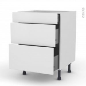 Meuble De Cuisine Casserolier Ginko Blanc 3 Tiroirs L60 X H70 X P58 Cm