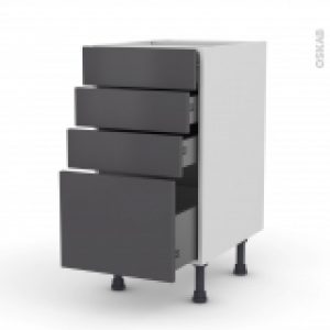 Meuble De Cuisine Casserolier Ginko Gris 4 Tiroirs L40 X H70 X P58 Cm