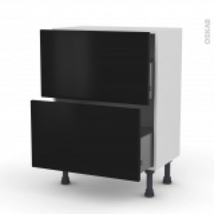Meuble De Cuisine Casserolier Ginko Noir 2 Tiroirs L60 X H70 X P37 Cm
