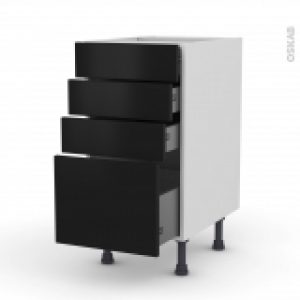 Meuble De Cuisine Casserolier Ginko Noir 4 Tiroirs L40 X H70 X P58 Cm