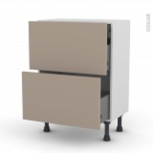 Meuble De Cuisine Casserolier Ginko Taupe 2 Tiroirs 1 Tiroir A L Anglaise L60 X H70 X P37 Cm