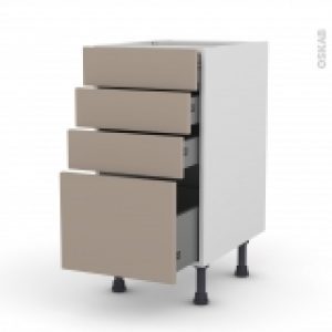 Meuble De Cuisine Casserolier Ginko Taupe 4 Tiroirs L40 X H70 X P58 Cm