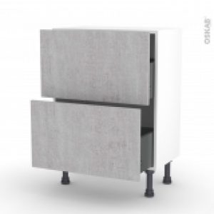 Meuble De Cuisine Casserolier Hoda Beton 2 Tiroirs L60 X H70 X P37 Cm