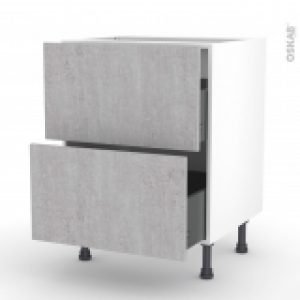 Meuble De Cuisine Casserolier Hoda Beton 2 Tiroirs L60 X H70 X P58 Cm