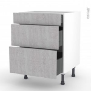Meuble De Cuisine Casserolier Hoda Beton 3 Tiroirs L60 X H70 X P58 Cm