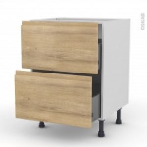 Meuble De Cuisine Casserolier Ipoma Chene Naturel 2 Tiroirs L60 X H70 X P58 Cm