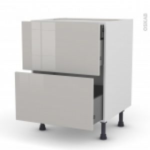 Meuble De Cuisine Casserolier Ivia Gris 2 Tiroirs 1 Tiroir A L Anglaise L60 X H70 X P58 Cm