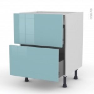 Meuble De Cuisine Casserolier Keria Bleu 2 Tiroirs L60 X H70 X P58 Cm