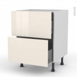 Meuble De Cuisine Casserolier Keria Ivoire 2 Tiroirs 1 Tiroir A L Anglaise L60 X H70 X P58 Cm