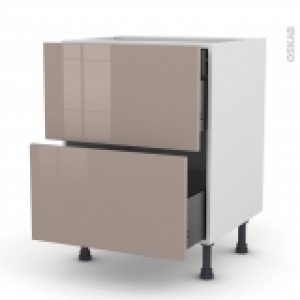 Meuble De Cuisine Casserolier Keria Moka 2 Tiroirs 1 Tiroir A L Anglaise L60 X H70 X P58 Cm