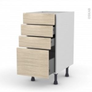 Meuble De Cuisine Casserolier Stilo Noyer Blanchi 4 Tiroirs L40 X H70 X P58 Cm