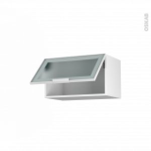 Meuble De Cuisine Haut Abattant Vitre Facade Blanche Alu 1 Porte L60 X H35 X P37 Cm Sokleo