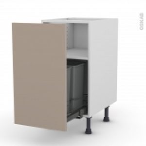 Meuble De Cuisine Poubelle Coulissante Ginko Taupe 1 Porte L40 X H70 X P58 Cm